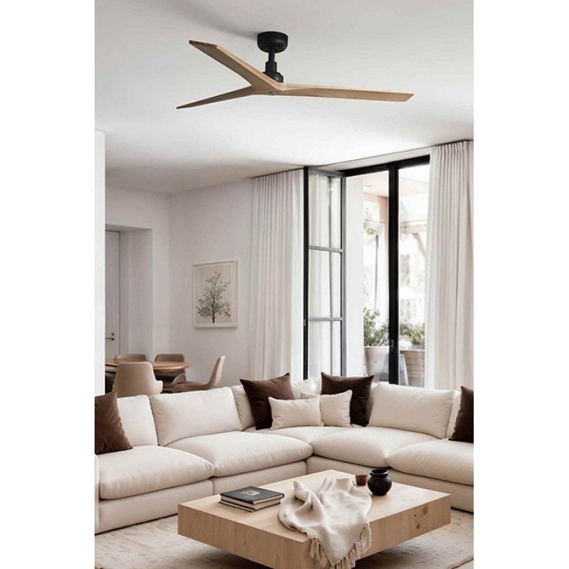 Потолочный вентилятор Faro 34283WT Klim M 1250mm Black 3P Wood Oak Light Tuya