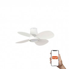 Люстра-вентилятор Faro 34315WT Klover S 800mm White 4P 18W LED CCT Dim Tuya