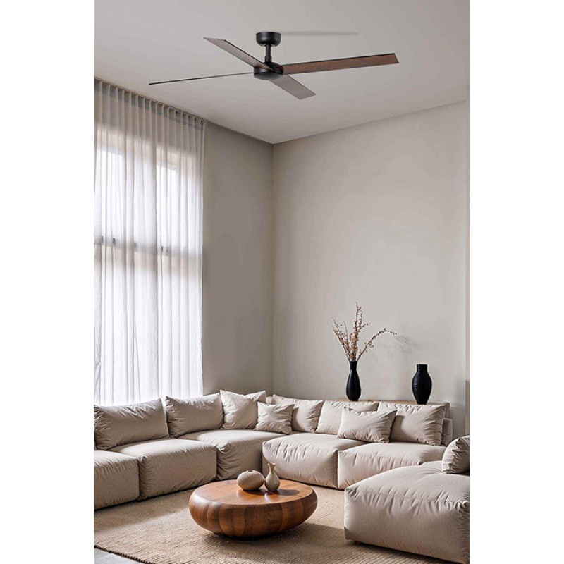 Потолочный вентилятор Faro 34356WT ??Rudder L 4 1320mm Black 4 Blades Black Walnut Tuy