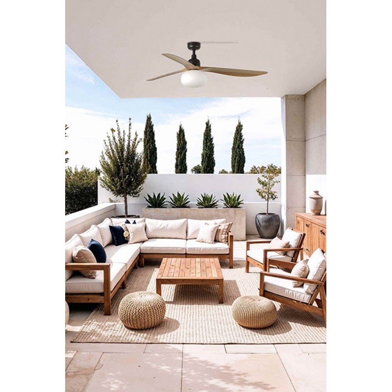 Люстра-вентилятор Faro 34360-11L Outwood L 1500mm Brown 3 Blades Oak IP44 1xE27