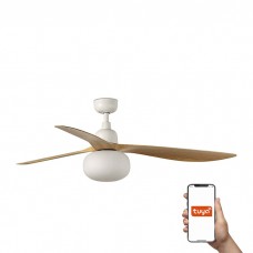 Люстра-вентилятор Faro 34361WT-11L Outwood L 1500mm White 3P Oak IP44 1xE27 Tuya