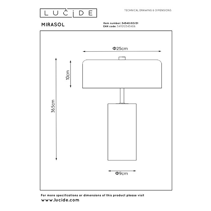 Настольная лампа Lucide 34540/03/31 Mirasol