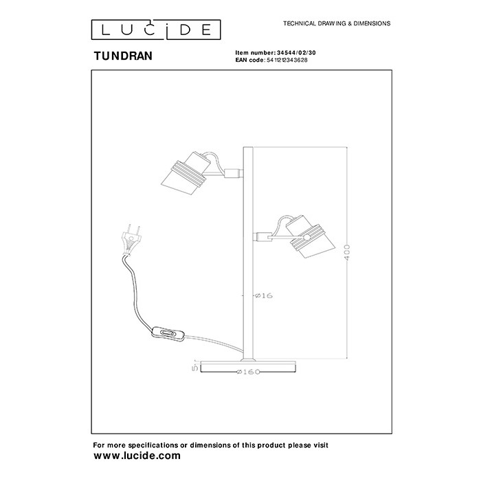 Настільна лампа Lucide 34544/02/30 Tundran Настільна лампа Lucide 34544/02/30 Tundran