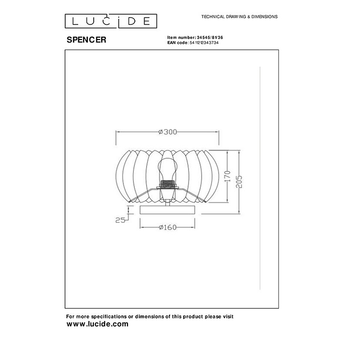 Настольная лампа Lucide 34545/81/36 Spencer