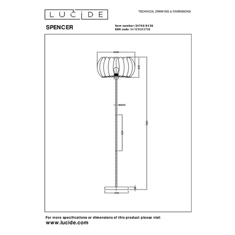 Торшер Lucide 34745/81/36 Spencer