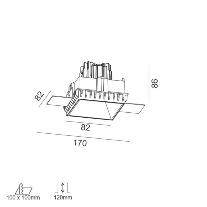 Точковий світильник LTX 01.2212.9.940.WH Invisible Square, 9 Вт, 924 лм, 4000K