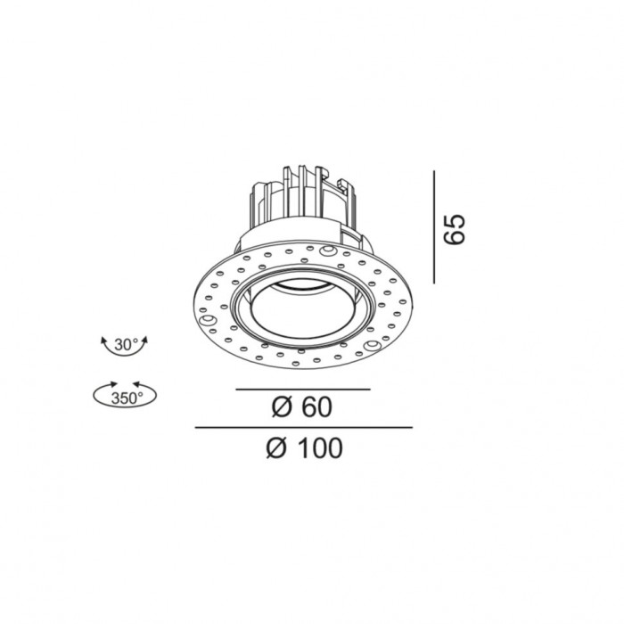 Светильник поворотный LTX TUB M R, D60mm, H65mm, LED 11W 4000K, IP20, черный/midnight (01.0598.11.940.BK/MN)