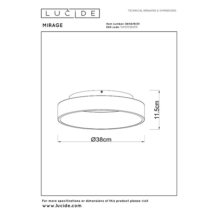 Люстра Lucide 36114/18/31 Mirage, 22 Вт, 1050 лм, 2700K