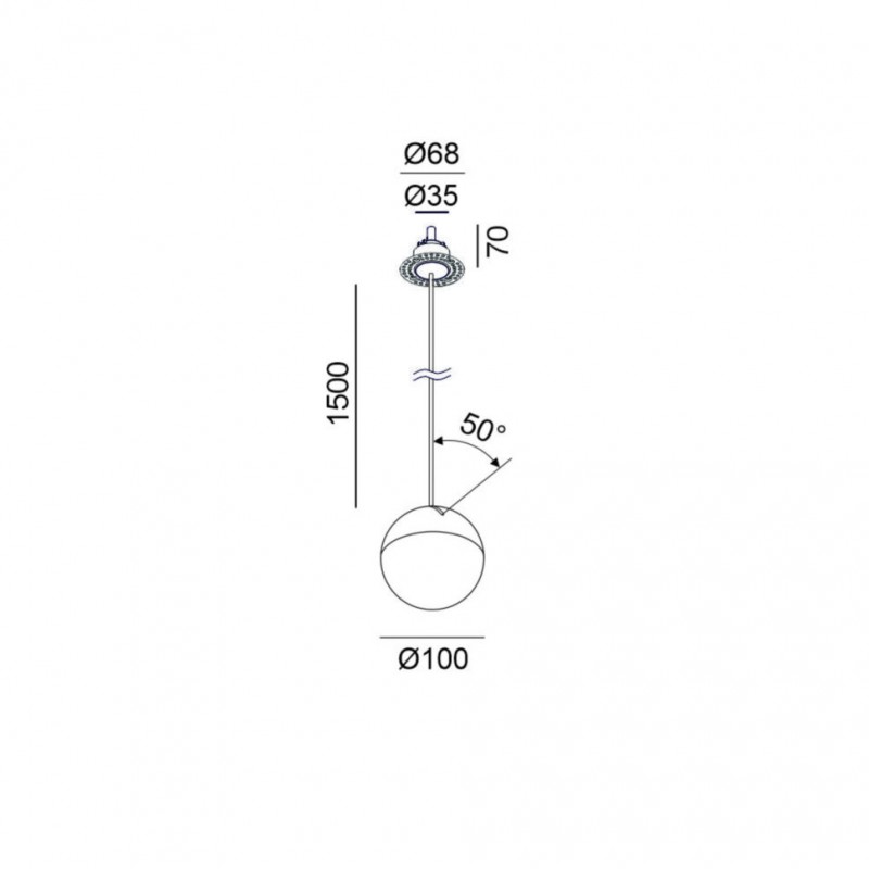 Подвесной светильник LTX 03.1001.7.930.BK Ball M P Nano Base, 7 Вт, 590 лм, 3000K