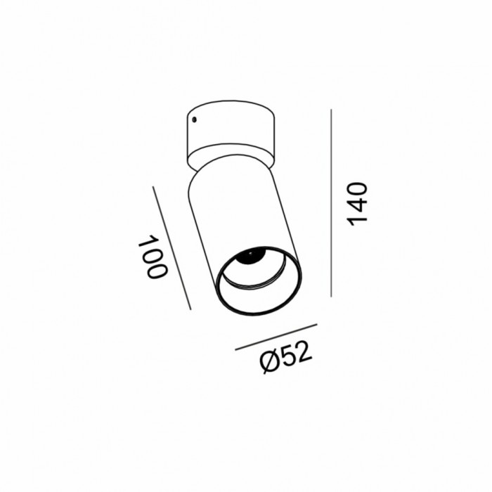 Світильник накладний стельовий LTX TUB M SA 90, D52mm, H140mm, LED 9W 4000K, diamond black (02.0591.9.940.DB)