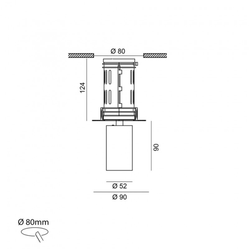 Потолочный светильник встраиваемый LTX TUB M INT, D52mm, L90mm, H124mm, LED 9W, 4000К, черный (01.0592.9.940.BK)