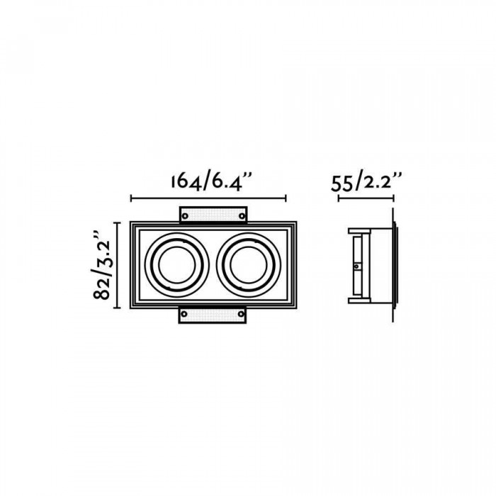 Точечный светильник Faro 40123 Hyde SQ 2L Black orientable square recessed lamp without frame