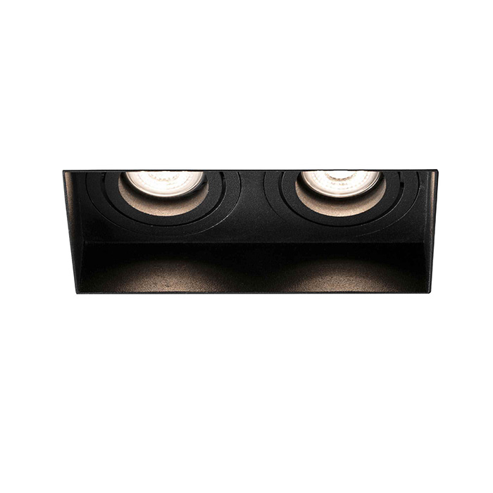 Точечный светильник Faro 40123 Hyde SQ 2L Black orientable square recessed lamp without frame