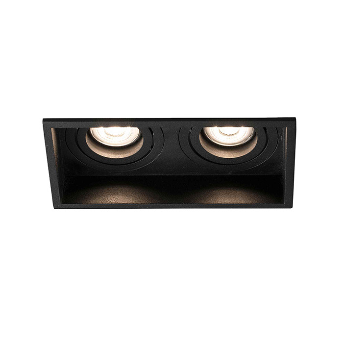 Точечный светильник Faro 40127 Hyde SQ 2L Black orientable square recessed lamp