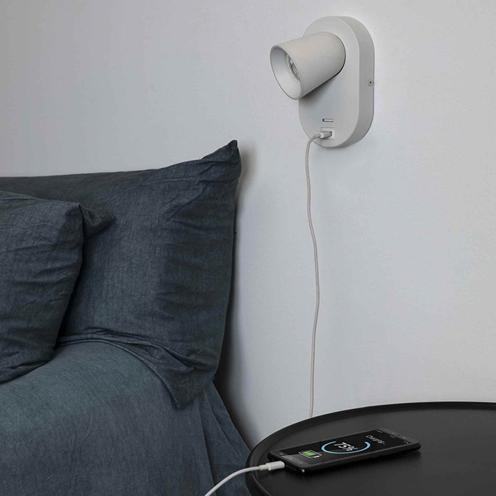 Спот Faro 40135 CORB White table lamp GU10+USB Спот Faro 40135 CORB White table lamp GU10+USB