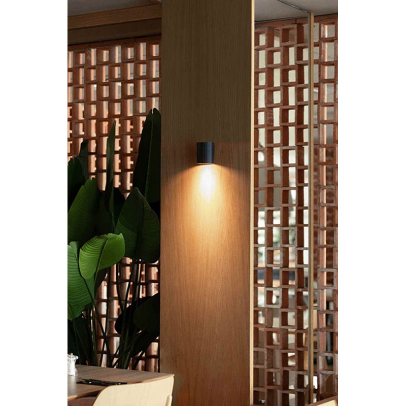 Настенный светильник Faro 40523 Sole Wall Light Round Black Smooth 1xgu10