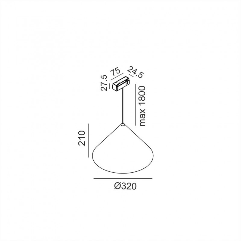 Магнітний трековий світильник LTX 06.3200.12.930.BK.2G In_Line Cone, 12 Вт, 3000K