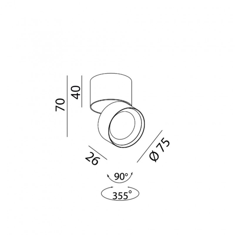 Потолочный светильник LTX SOL SURF MINI, D75mm, H70mm, LED 7W, 4000K, черный/diamond black (02.7526.7.940.BK/DB)