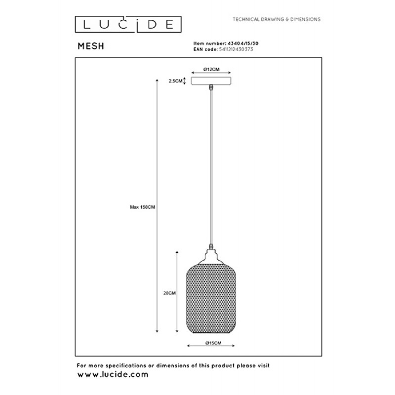 Підвісний світильник Lucide 43404/15/30 Mesh