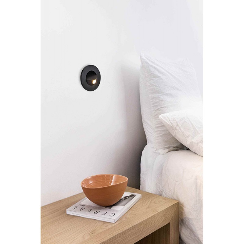 Настенный светильник Faro 43601 Click Black recessed lamp, 3.3 Вт, 252 лм, 2700K