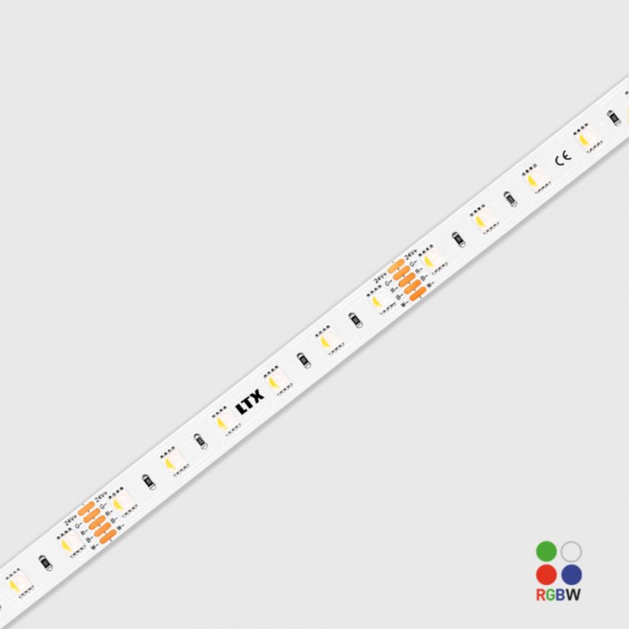 Світлодіодна гнучка RGBW стрічка. L5000mm, w12mm, h2.1mm, 19.2W/m, 24V, ціна за м.п. (11.24.60.19.20.050.RGBW)