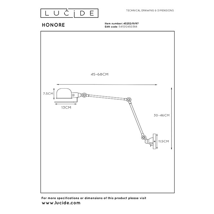 Бра Lucide 45252/11/97 Honore