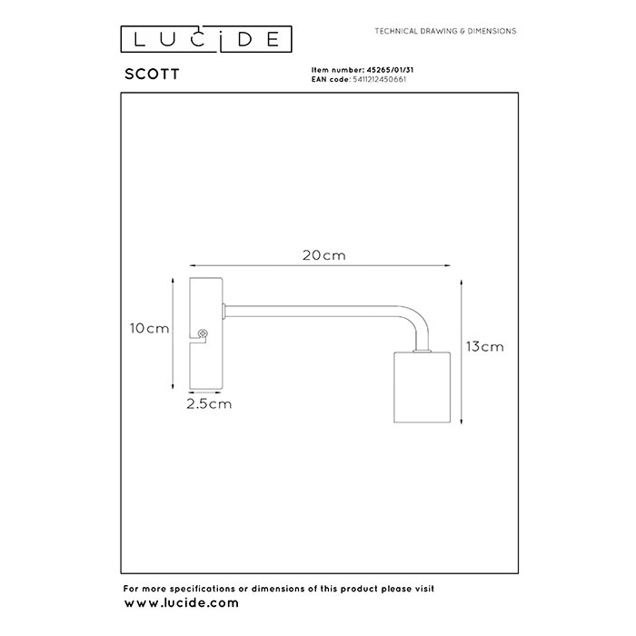 Бра Lucide 45265/01/31 Scott