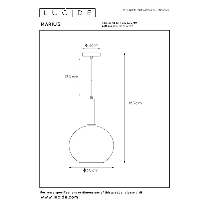 Подвесной светильник Lucide 45402/30/30 Marius