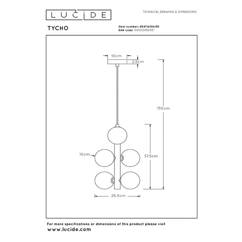 Люстра Lucide 45474/06/30 Tycho