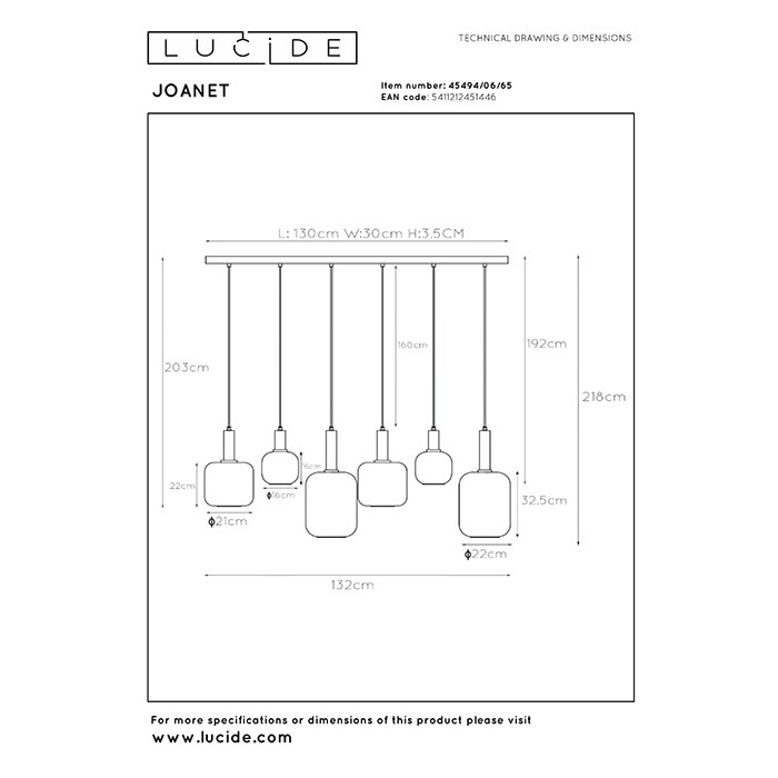 Підвісний світильник Lucide 45494/06/65 Joanet