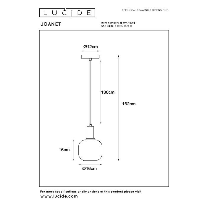 Підвісний світильник Lucide 45494/16/65 Joanet