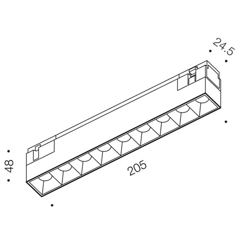 Магнитный трековый светильник LTX 06.2051.12.927.BK IN_LINE COMFORT 205, 12 Вт, 850 лм, 2700K