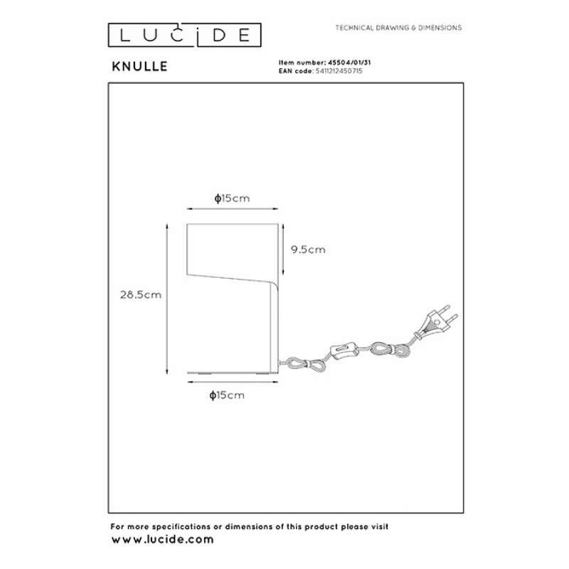 Настольная лампа Lucide 45504/01/31 Knulle