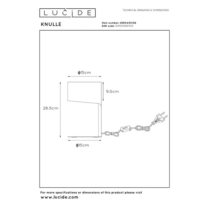 Настольная лампа Lucide 45504/01/36 Knulle
