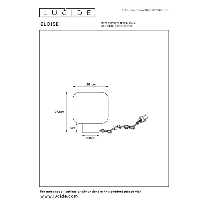 Настольная лампа Lucide 45505/01/30 Eloise