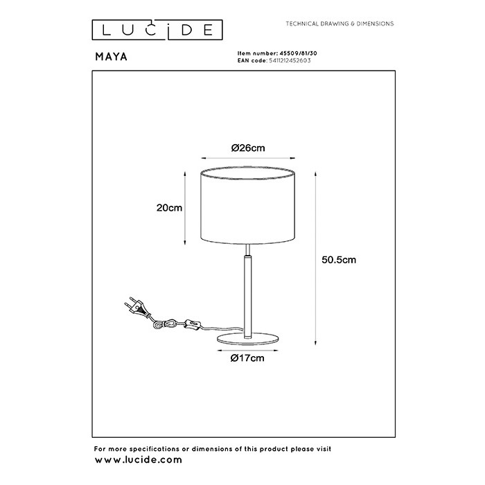 Настольная лампа Lucide 45509/81/30 Maya