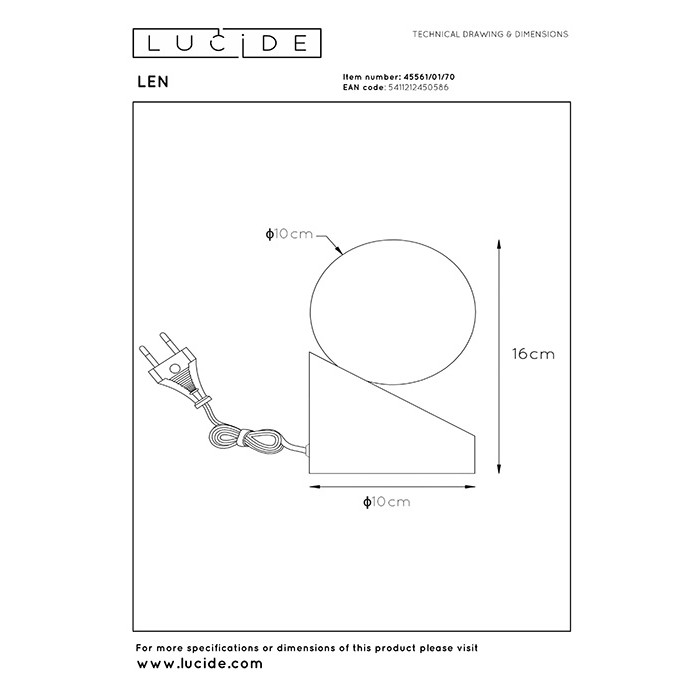 Настольная лампа Lucide 45561/01/70 Len