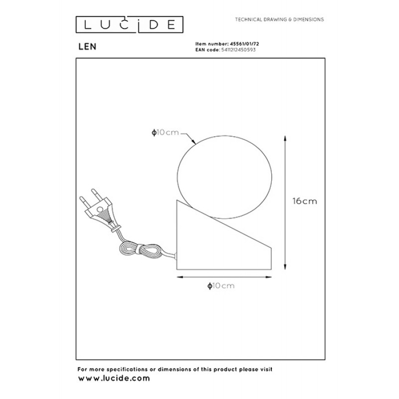 Настольная лампа Lucide 45561/01/72 Len