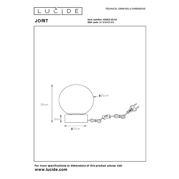 Настольная лампа Lucide 45563/25/61 Jorit