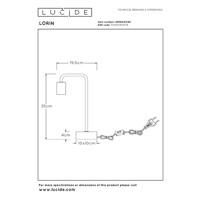 Настольная лампа Lucide 45565/01/30 Lorin