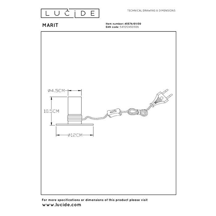 Настольная лампа Lucide 45576/01/30 Marit
