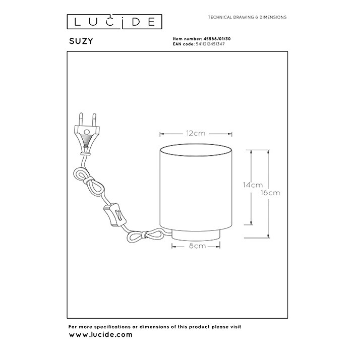 Настольная лампа Lucide 45588/01/30 Suzy