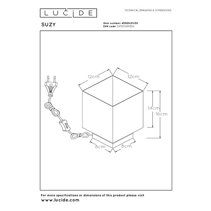 Настольная лампа Lucide 45589/01/30 Suzy