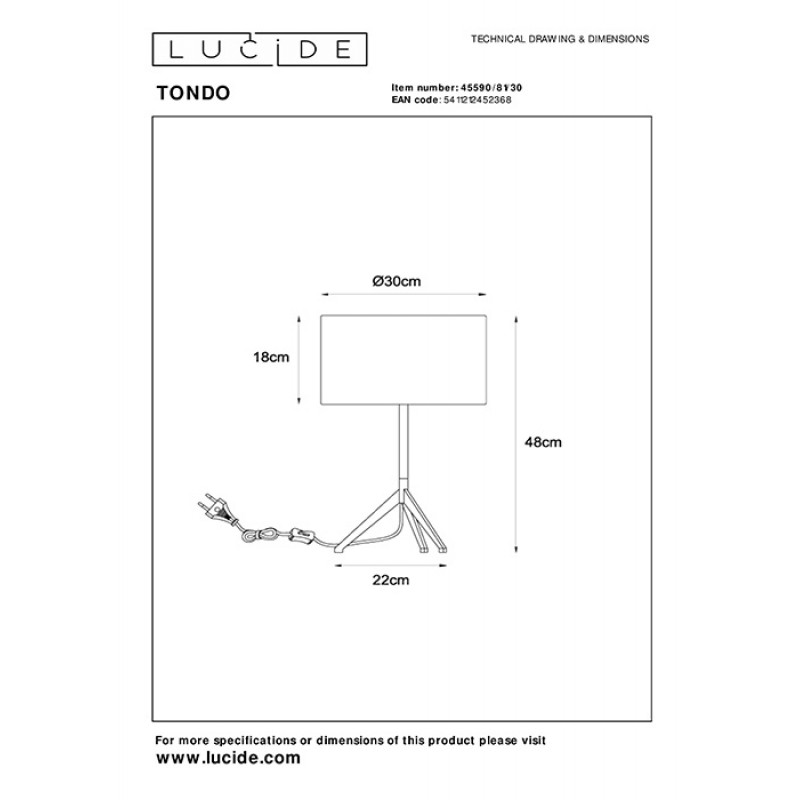 Настольная лампа Lucide 45590/81/30 Tondo