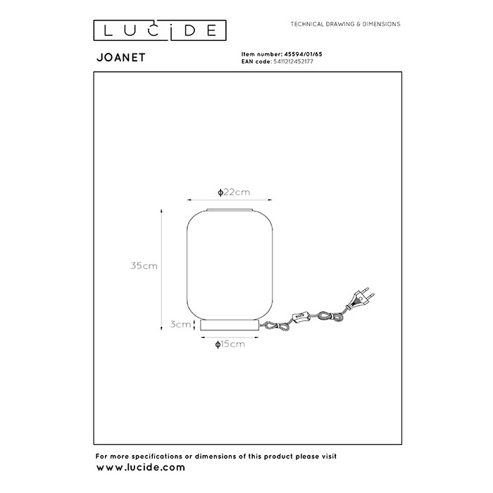 Настольная лампа Lucide 45594/01/65 Joanet