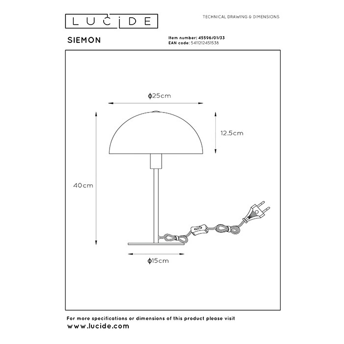 Настольная лампа Lucide 45596/01/33 Siemon