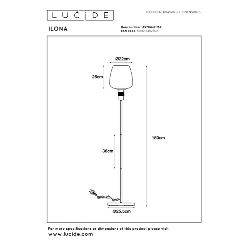 Торшер Lucide 45708/01/62 Ilona