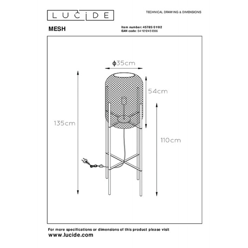 Торшер Lucide 45785/01/02 Mesh