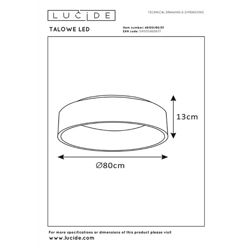 Стельовий світильник Lucide 46100/80/31 Talowe, 80 Вт, 4800 лм, 3000K