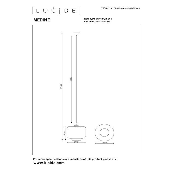 Підвісний світильник Lucide 46413/01/61 Medine
